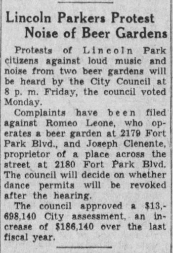 Sidestreet Lounge (Leones Lounge) - May 1939 Noise Complaints (newer photo)